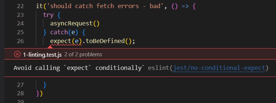 Using linting rules for tests