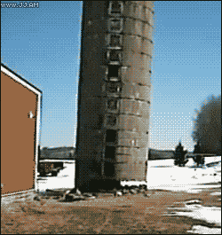 Collapsing building